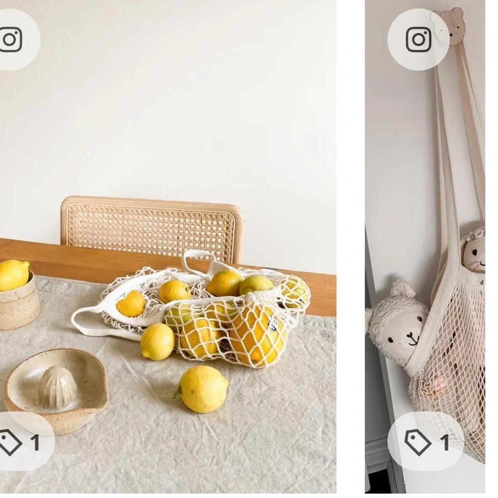 IKEA KUNGSFORS set of natural mesh reusable sustainable bags